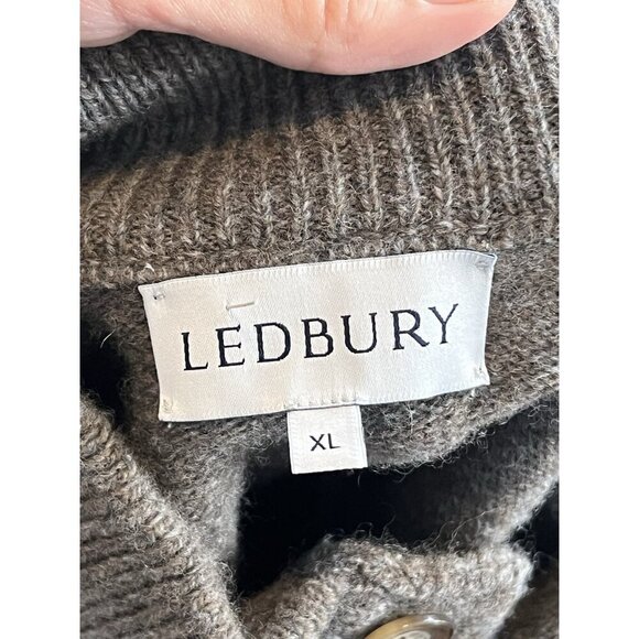 Ledbury Bebinsale 3 Button Brewer Mockneck Sweater 100% Wool Size XL Brown - Picture 12 of 15